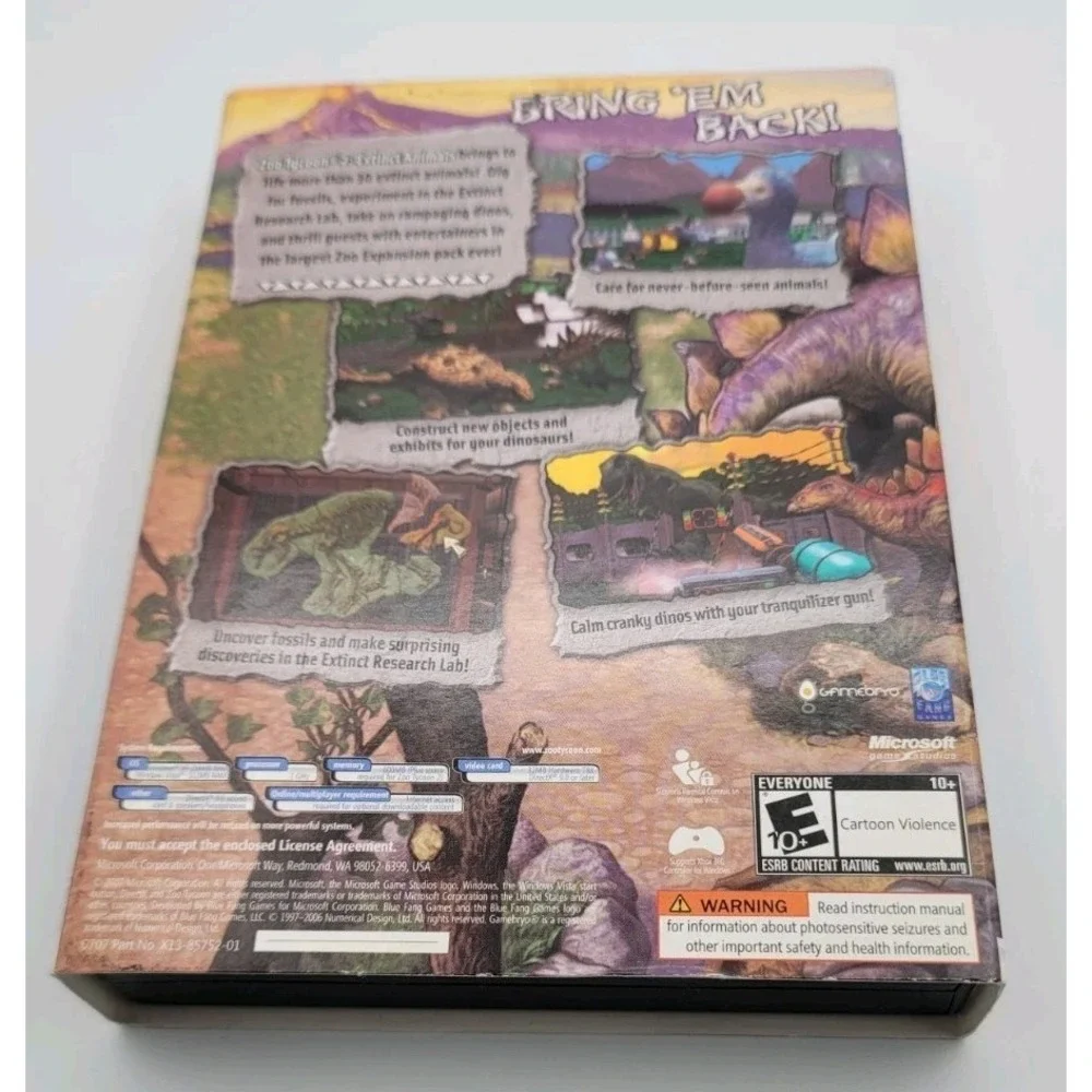 Vintage zoo tycoon 2 extinct animal expansion pack window pc cdrom computer game